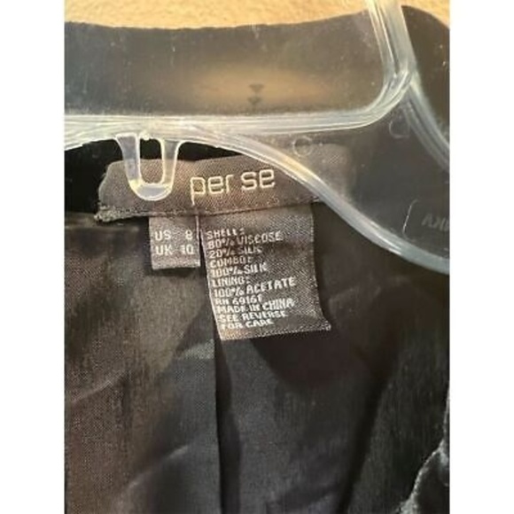 Per Se Women's Black Velvet Blazer Jacket Size 8 Formal Long Sleeve - Picture 5 of 7